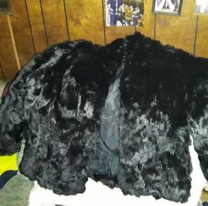 Black Somerset furs 100% rabbit fur coat